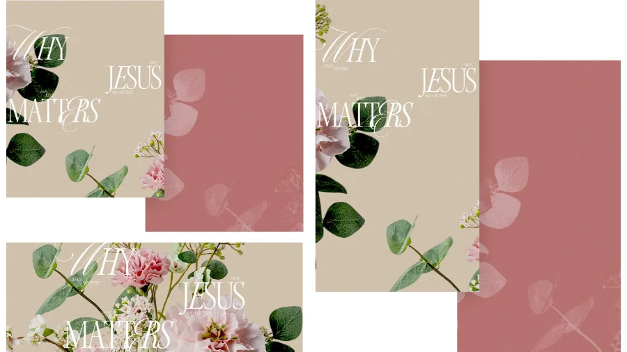 "Floral design with the text 'Why Jesus Matters' emphasizing faith, community, and spiritual reflection."