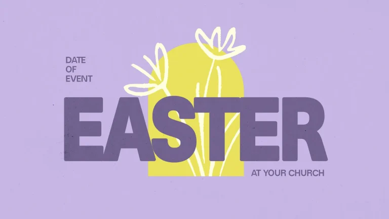 Easter celebration announcement with floral elements, inviting community participation at your church.