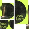 8060 finish strong social graphics Sunlight streams through trees onto a winding road, with the phrase "Finish Strong" encouraging perseverance in faith.