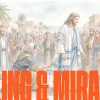 8064 healing and miracles hd title slide Jesus surrounded by a crowd, a woman reaching for his garment, embodying themes of healing, faith, and community.