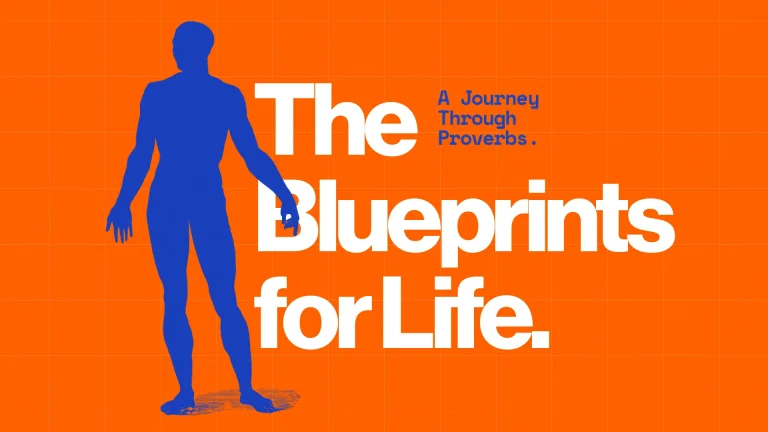 Journey through Proverbs, exploring faith and life's blueprints in vibrant orange and blue design.