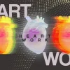 8108 heart work hd title slide Colorful hearts symbolize love and service, with bold text emphasizing "Heart Work," reflecting faith and community engagement.