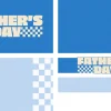 8118 fathers day screen graphics Bold text reads "FATHER'S DAY" on a blue background, featuring checkered patterns, celebrating fatherhood in faith.