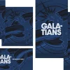 8119 galatians social graphics Bold text "GALATIANS" with blue abstract design, featuring themes of freedom and grace in Christ, ideal for church messaging.