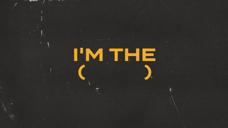 Bold text on a black background invites reflection on personal faith and identity in Christ.