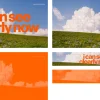 8134 i can see clearly now screen graphics Bright blue sky with fluffy clouds over a vibrant green field, featuring the phrase "I can see clearly now" in bold orange.