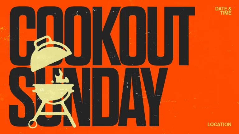 Community gathering for fellowship and food, celebrating faith through a cookout on Sunday.