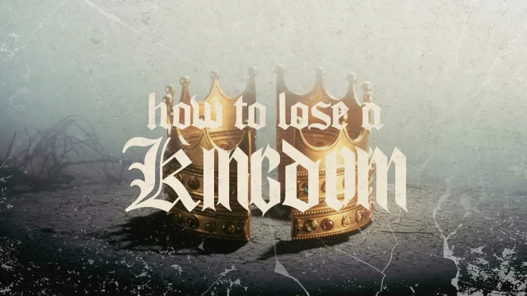 Gold crowns on a cracked surface symbolize loss and humility in faith, inviting reflection on spiritual priorities.