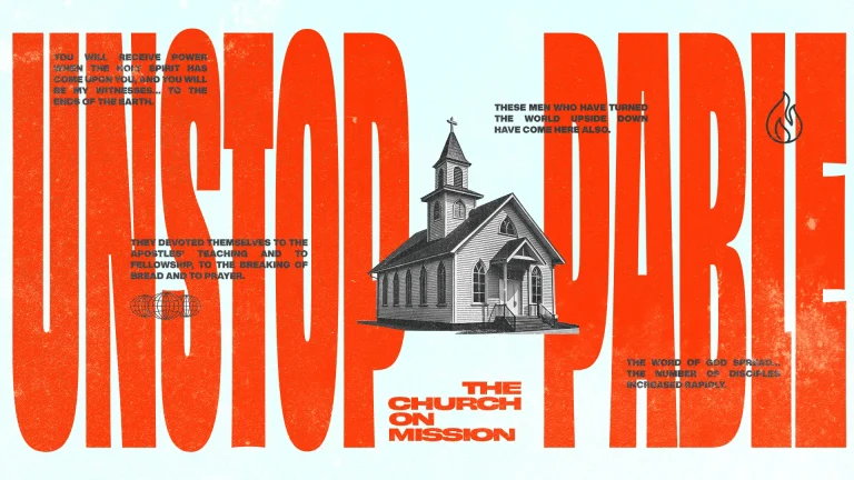 Church building with biblical verses emphasizing mission, community, and the spread of faith.
