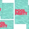 8243 pool party social graphics Bright turquoise water background with bold pink text reading "POOL PARTY," inviting community and fellowship.