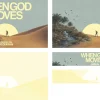 8247 when god moves screen graphics Desert landscape with a hiker, palm trees, and a waterfall, symbolizing faith and divine movement. Text: "When God Moves."