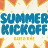 8263 summer kickoff hd title slide Colorful graphic announcing "Summer Kickoff" with festive confetti, inviting community gathering and celebration.