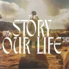 8271 the story of our life hd title slide A shepherd stands among sheep, symbolizing guidance and faith, with a backdrop of a serene, sunlit landscape.