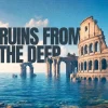 8312 ruins from the deep hd title slide Ancient ruins rise from tranquil waters, symbolizing faith and resilience amidst the depths of history.