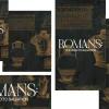 8344 romans social graphics "Artistic depiction of ancient Roman elements with 'Romans: The Road to Salvation' text, symbolizing faith and spiritual journey."