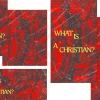 8369 what is a christian social graphics Bold text asks, "What is a Christian?" against a textured red background featuring historical figures, evoking faith and reflection.