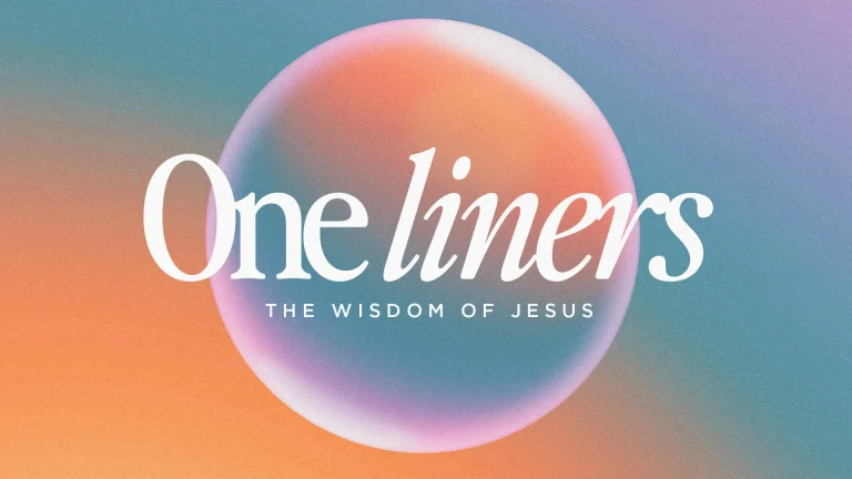 Colorful gradient background with "One Liners: The Wisdom of Jesus" emphasizing faith and spiritual teachings.