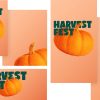 8455 harvest fest social graphics Bright orange pumpkins with bold text "HARVEST FEST" on a soft peach background, celebrating community and gratitude.