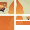 8462 barbeque screen graphics Barbecue grill with flames, surrounded by vibrant orange and yellow hues, symbolizing community gatherings and fellowship.