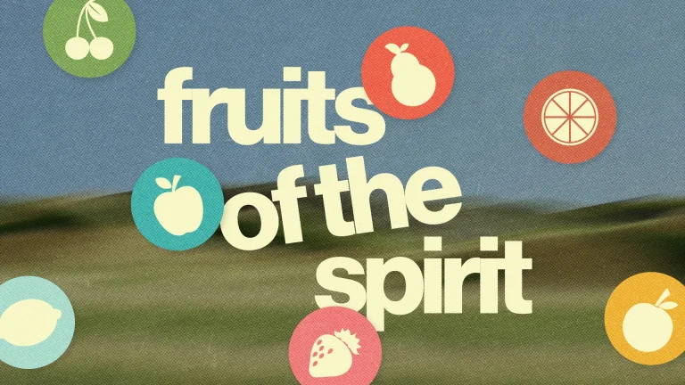 Fruits of the Spirit displayed with colorful icons, symbolizing faith, community, and spiritual growth.