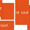 8534 fall kickoff social graphics Bold orange background with text "Fall Kickoff" and a leaf, symbolizing community and seasonal church activities.