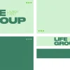 8552 life group launch event screen graphics Green-themed graphic promoting a "Life Group Launch Event," emphasizing community and spiritual growth.