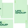 8552 life group launch event social graphics Green-themed promotional materials for a church Life Group launch event, emphasizing community and fellowship.