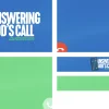 8555 answering gods call screen graphics "Bold text invites the community to answer God's call, featuring a phone screen with 'God' as the caller."
