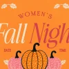 8565 womens fall night hd title slide Women's Fall Night event with pumpkins and autumn leaves, celebrating community and faith in a warm, inviting atmosphere.