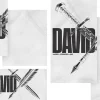 8569 david social graphics Bold text "DAVID" with swords and arrows symbolizes faith, worship, and the warrior spirit in biblical themes.