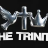 8572 the trinity hd title slide Dove, cross, and crown symbolizing the Trinity, with bold text "THE TRINITY" on a dark background.