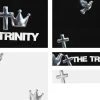 8572 the trinity screen graphics Doves, crosses, and crowns symbolize faith and the Trinity against contrasting backgrounds, emphasizing spiritual themes.