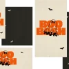 8574 boo bash social graphics Spooky graphics with "BOO BASH" in bold orange, featuring playful ghosts and bats, inviting community fun and fellowship.