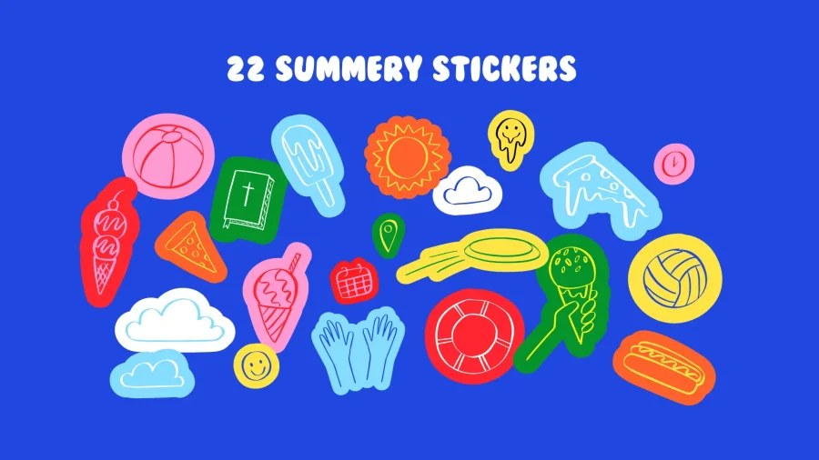 Bold Summer Tookit - 2 Expand your church media design capabilities with our "Summer Fun" vector elements pack. Featuring 40 hand-drawn graphics, this versatile toolkit empowers you to create engaging, summer-themed visuals for your church's events, announcements, and sermon series.