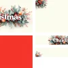 Christmas Previews - Screen Graphics Watercolor Christmas design with white text surrounded by holly, berries, and festive foliage in green, red, and orange hues.