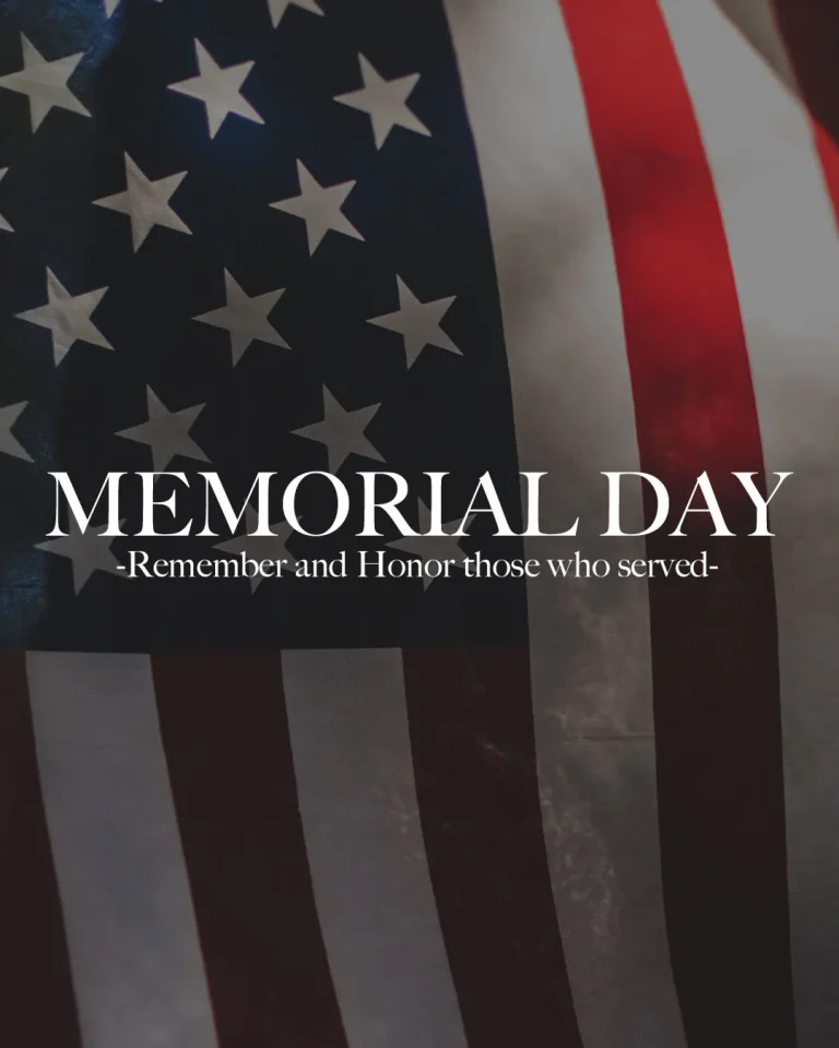 Memorial Day graphic with American flag background and white text "Remember and Honor those who served" for patriotic church media