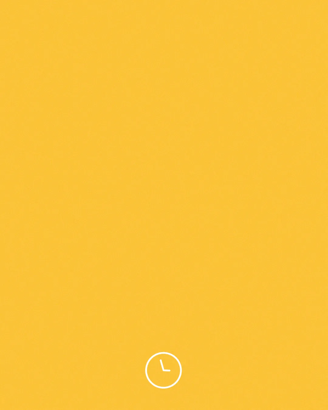 Bright yellow background with a clock icon, symbolizing time for worship and community gatherings in faith.