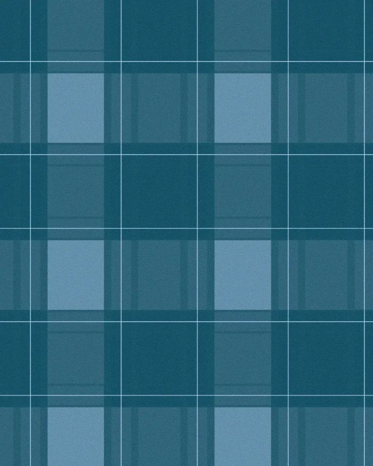 Textured blue plaid pattern, symbolizing community, unity, and the warmth of fellowship in faith.