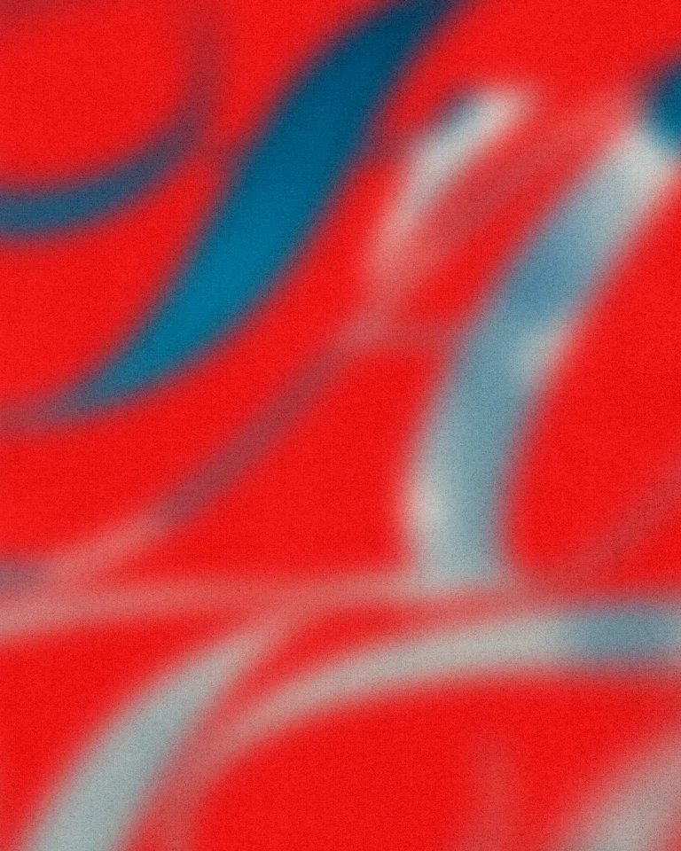 Vibrant abstract swirls of red and blue evoke a sense of movement and energy, symbolizing spiritual revival and community.