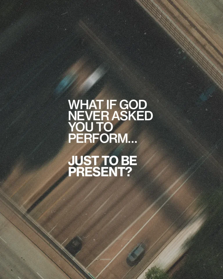 Thought-provoking text invites reflection on presence over performance in faith and community.