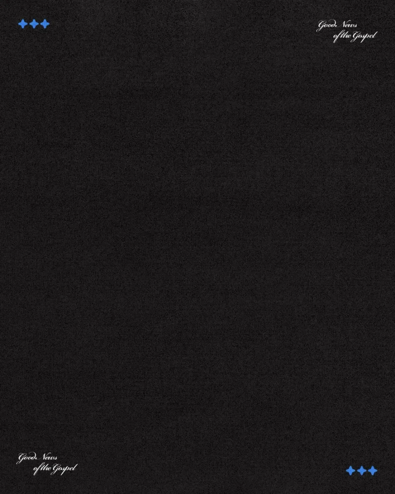 "Dark background with elegant text: 'Good News of the Gospel,' symbolizing hope and faith in community."