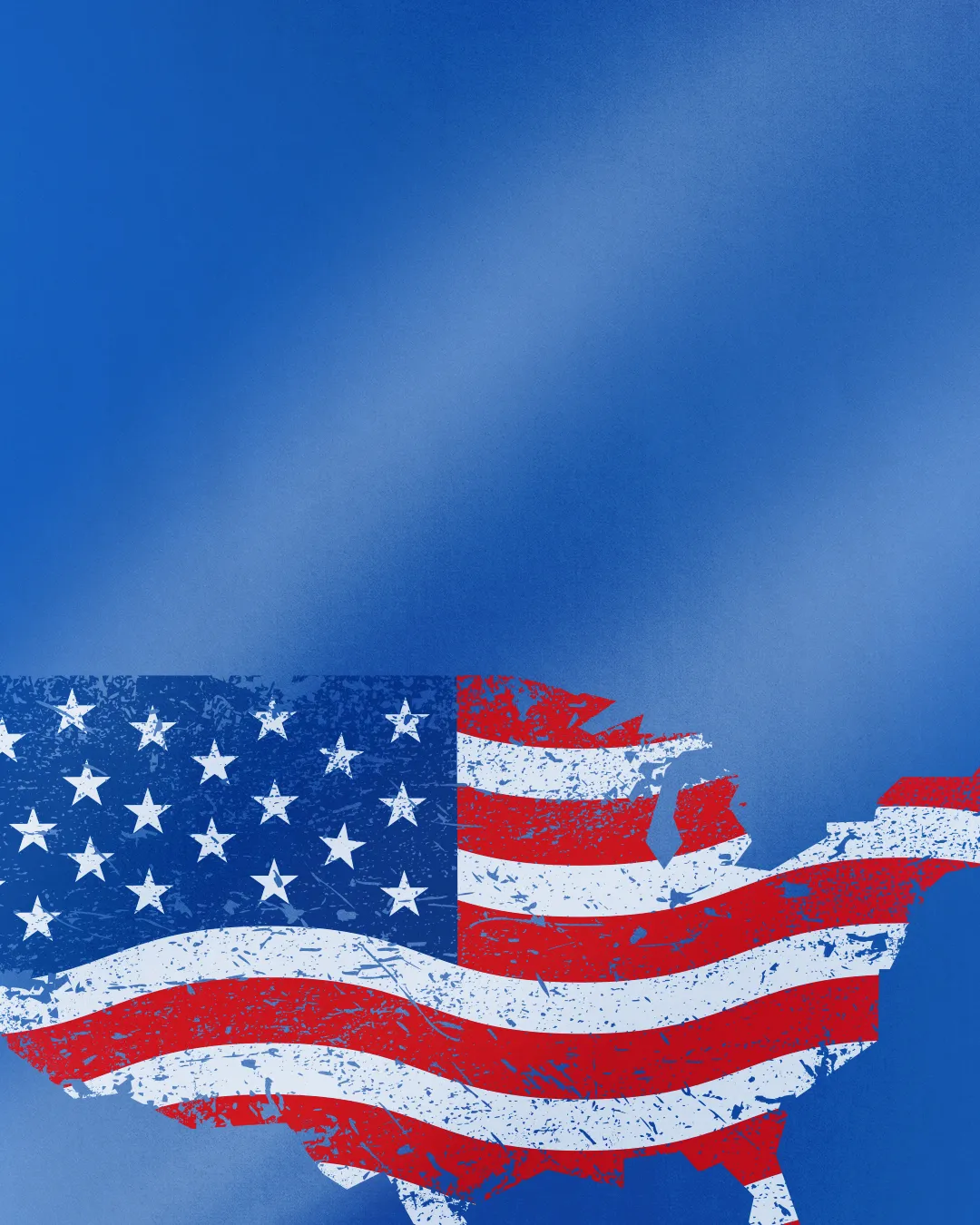 United States outlined in a distressed flag design, symbolizing faith, community, and service in the nation.
