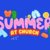 Summer at Church - HD Title Slide Engage your congregation this summer with our vibrant "Summer at Church" church media template. Perfect for promoting events and activities, this eye-catching graphic will ensure high participation all season long.