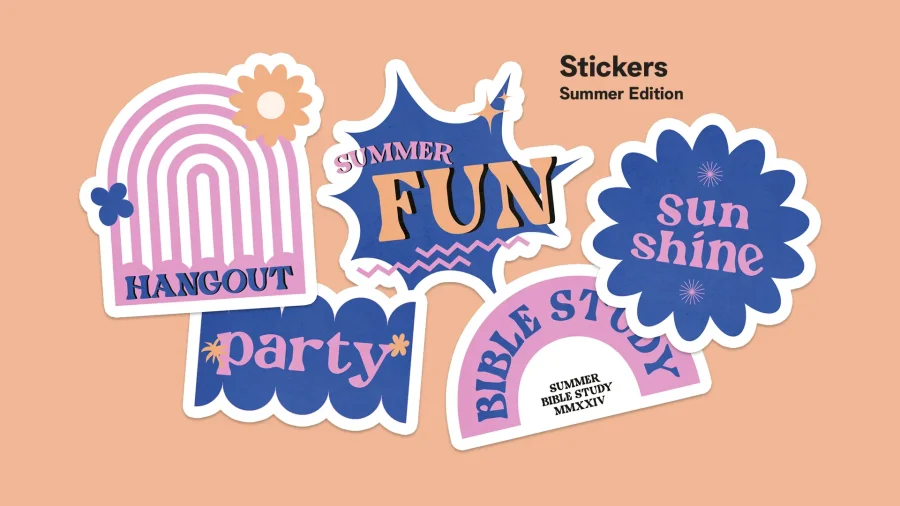 Celebrate the spirit of summer with our "Summer Sticker Pack," a vibrant collection that includes 30 unique elements perfect for enhancing church event announcements or youth group activities.
