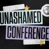Unashamed Conference HD Title Slide This event graphic for the 'Unashamed Conference' is a dynamic and textured visual piece, capturing attention with its bold, layered typography and a mix of cool tones against a dark background. The composition reinforces the message 'Never too young to change the world' with a gritty, energetic backdrop, punctuated by graphic elements like stars and a globe, making it a powerful piece of church media.