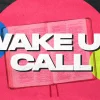 Wake Up Call HD Title Slide Bold "Wake Up Call" text over open Bible image with vibrant pink, blue, and yellow circular elements on dark background