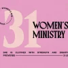 Womens Ministry HD Title Slide Celebrate the strength and dignity of womanhood with our 'Women's Ministry' template, featuring an inspirational Proverbs 31:25 scripture for empowering fellowship and spiritual growth.